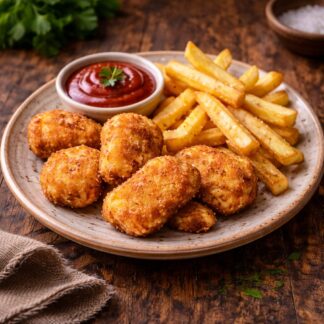 Nuggets con papas fritas